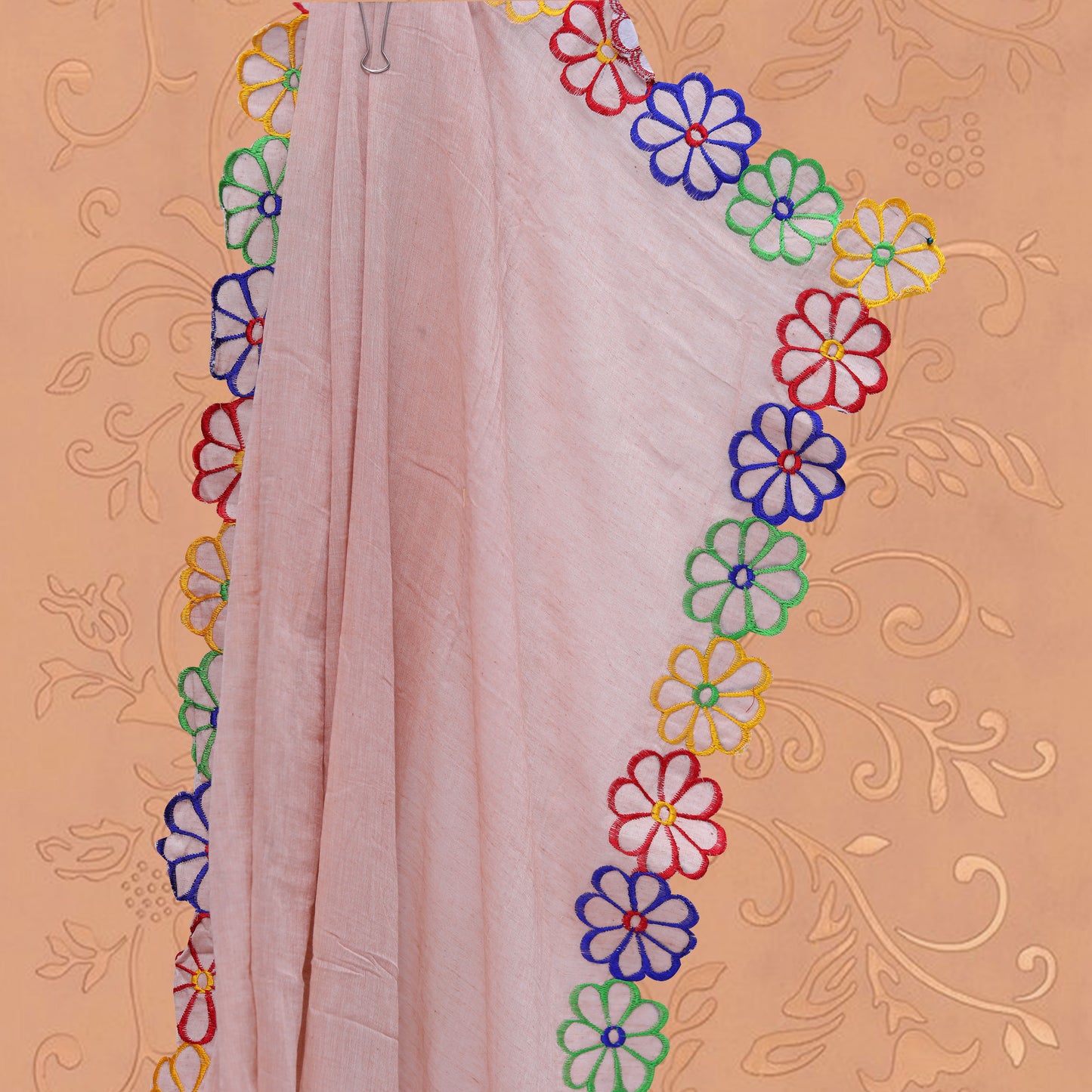 Mul Mul Cotton Floral Embroidery saree