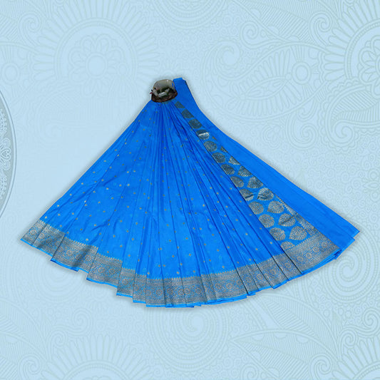 Blue silk saree, traditional design