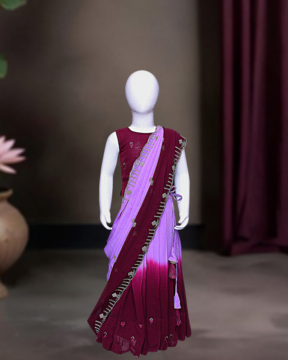 Regal Wine & Purple Embroidery Family Set – Royal Elegance