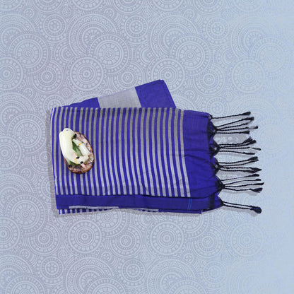 Mul Mul Cotton Navy Blue And Grey Color Saree