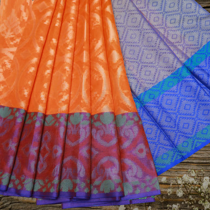 Orange and Blue Kota Silk Saree || Silk Saree