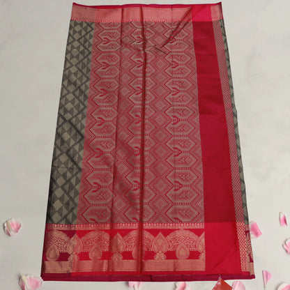 Grey and Pink Border Gadwal Saree | Saree 3
