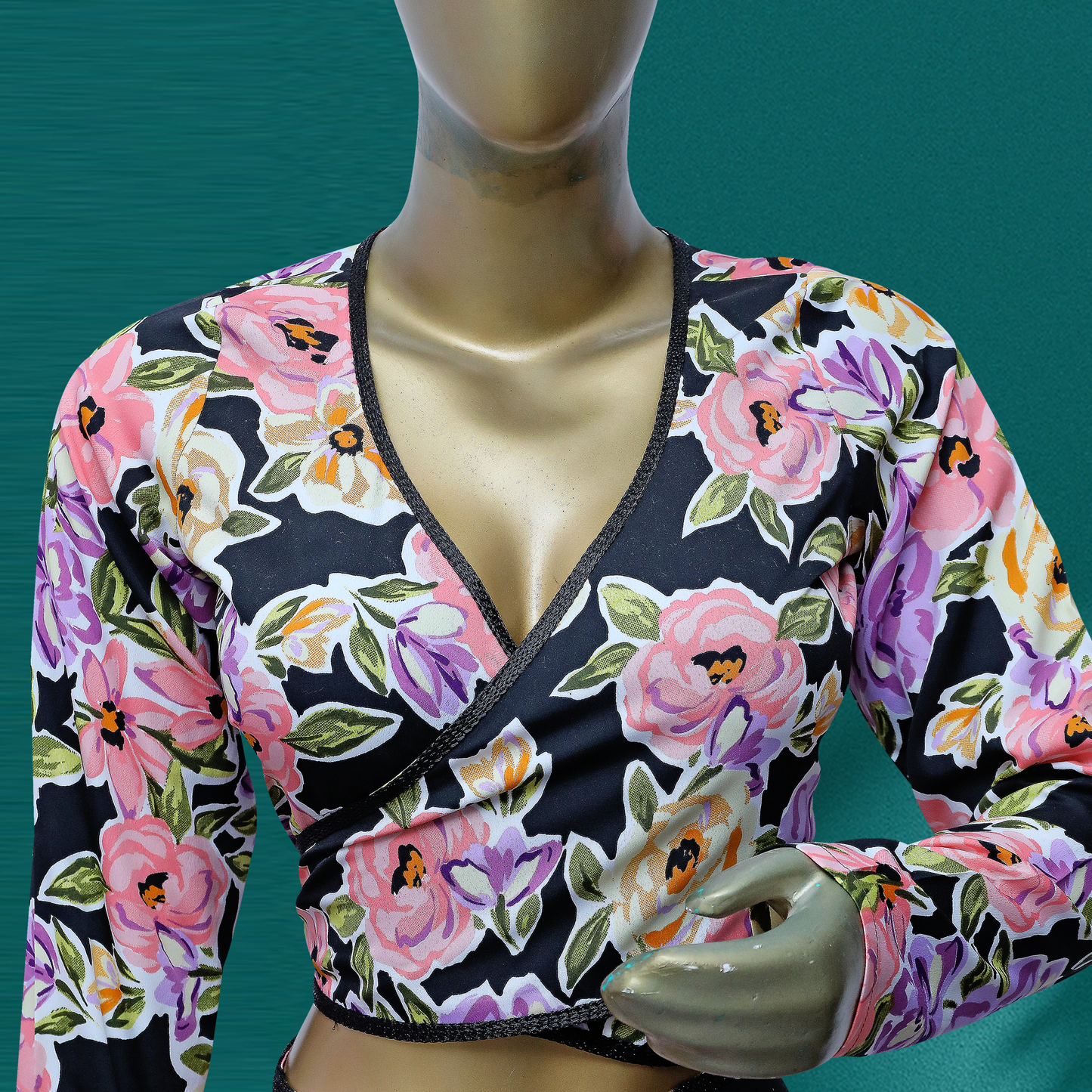 Long sleeves Conservative Dress, Flower Print Frill Dress