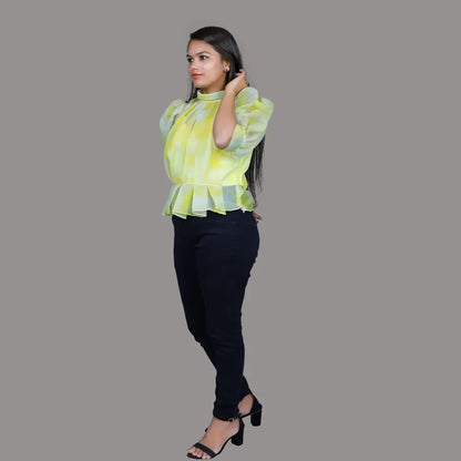 Yellow organza short Top