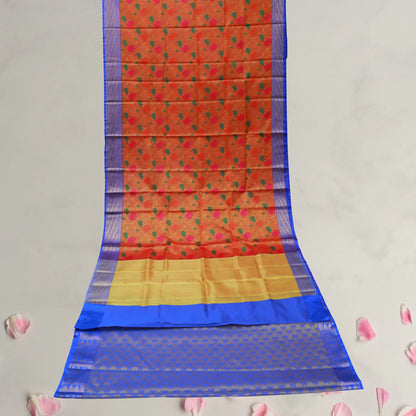 Red and Blue Gadwal Saree | Saree 5