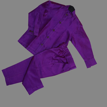 Green & Purple Kurta Pajama Set for Baby Boy