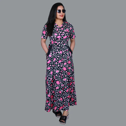 Black and pink Floral Print one piece