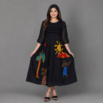 Black Georgette Printed Maxi | S3G866