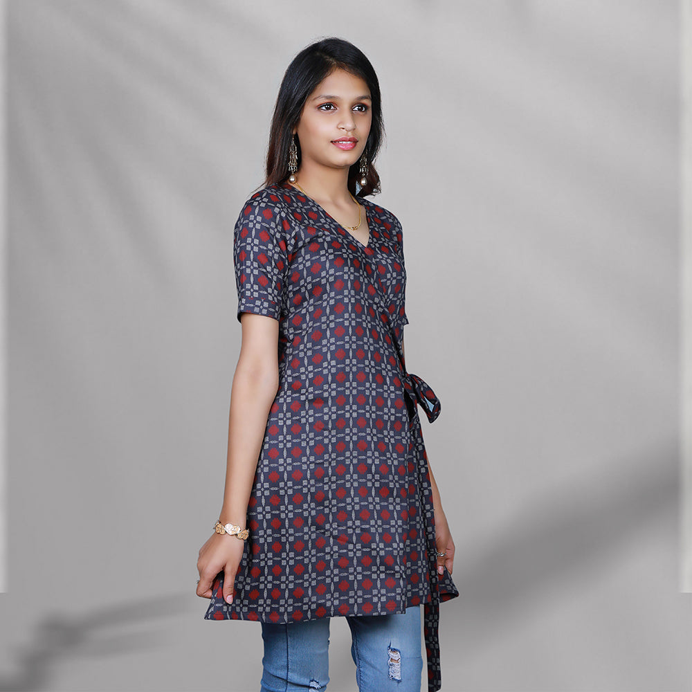 Ash printed short kurti