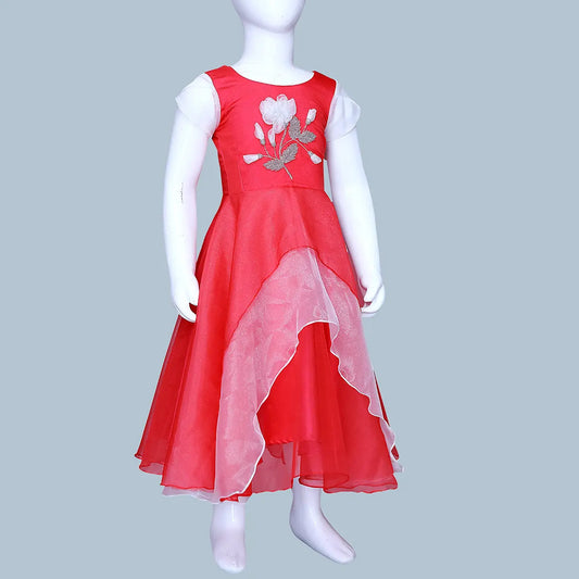 Red Organza Girls Party/Festive Wear Dresss | Red Organza