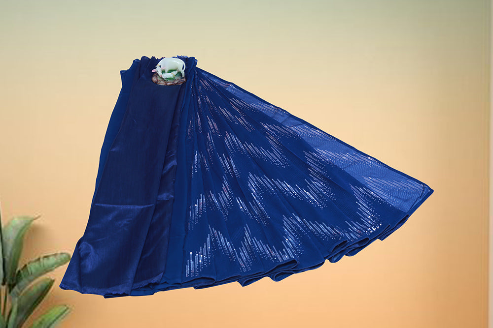 Georgette Sequin Saree – Lightweight Glamour, Timeless Shine