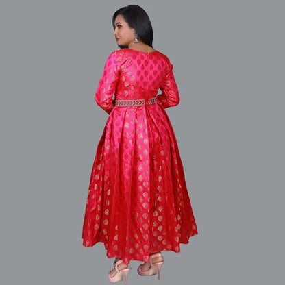 Pink Maggam Work Gown