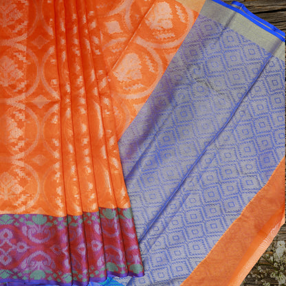 Orange and Blue Kota Silk Saree || Silk Saree