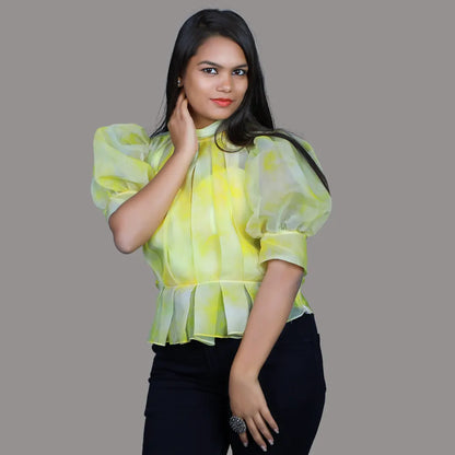 Yellow organza short Top