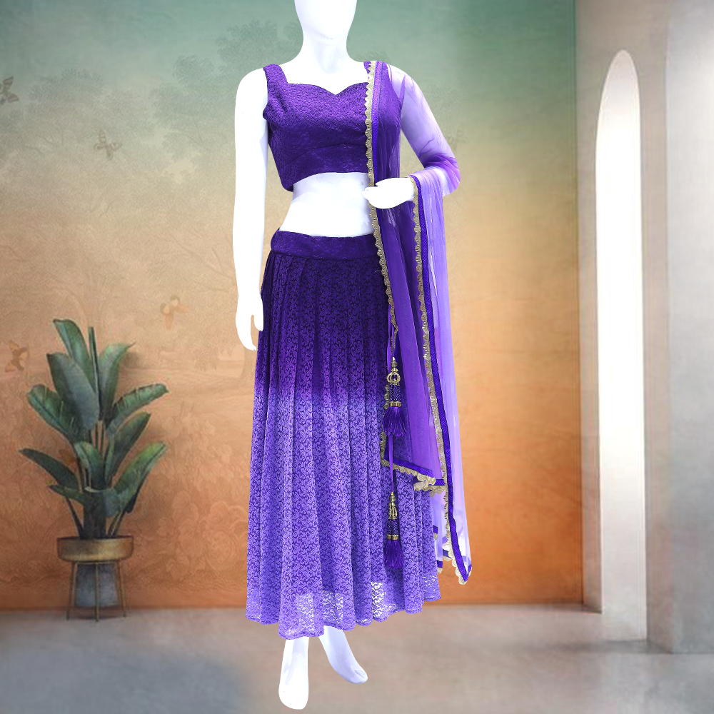 Purple double shaded lehenga