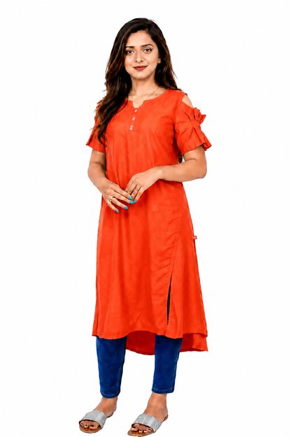 Women’s Self Design High-Low Kurta – Contemporary Ethnic Elegance | S3K276