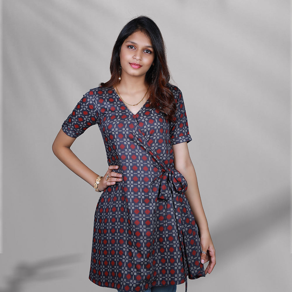 Ash printed short kurti