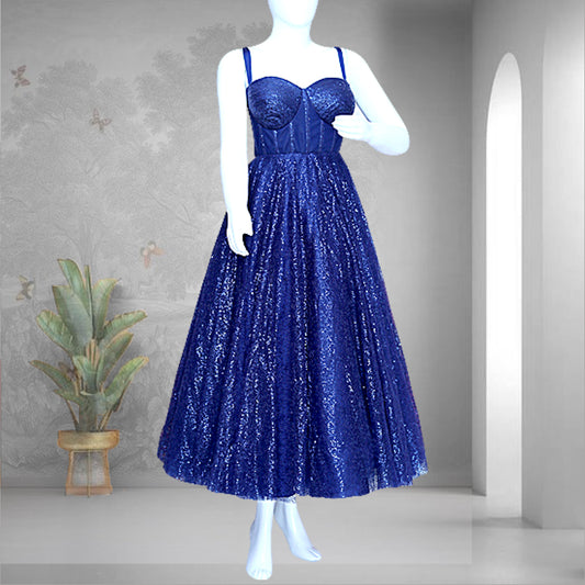 Blue sequin gown