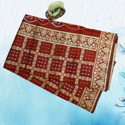 Mroon Bandhani Printed Saree | Bandhani Printed