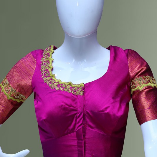 Pink Maggam Work Blouse