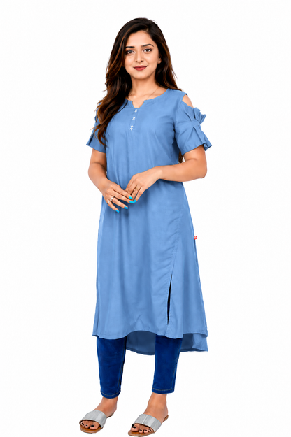 Women’s Self Design High-Low Kurta – Contemporary Ethnic Elegance | S3K276