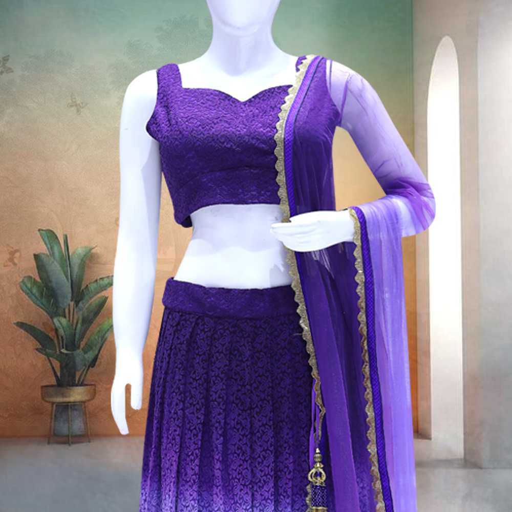 Purple double shaded lehenga
