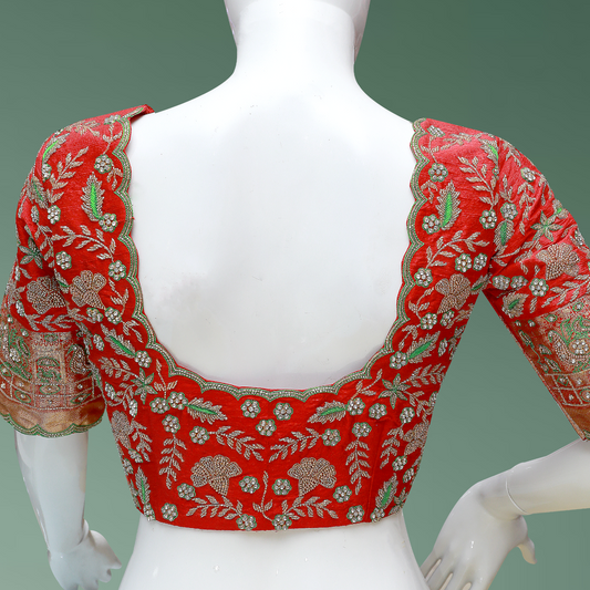 Red Maggam work Blouse