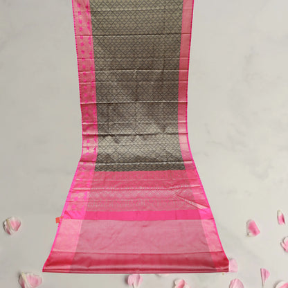 Grey and Pink Border Gadwal Saree | Saree 3