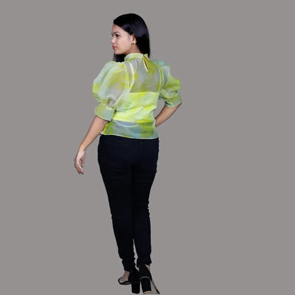Yellow organza short Top