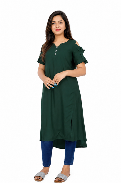 Women’s Self Design High-Low Kurta – Contemporary Ethnic Elegance | S3K276