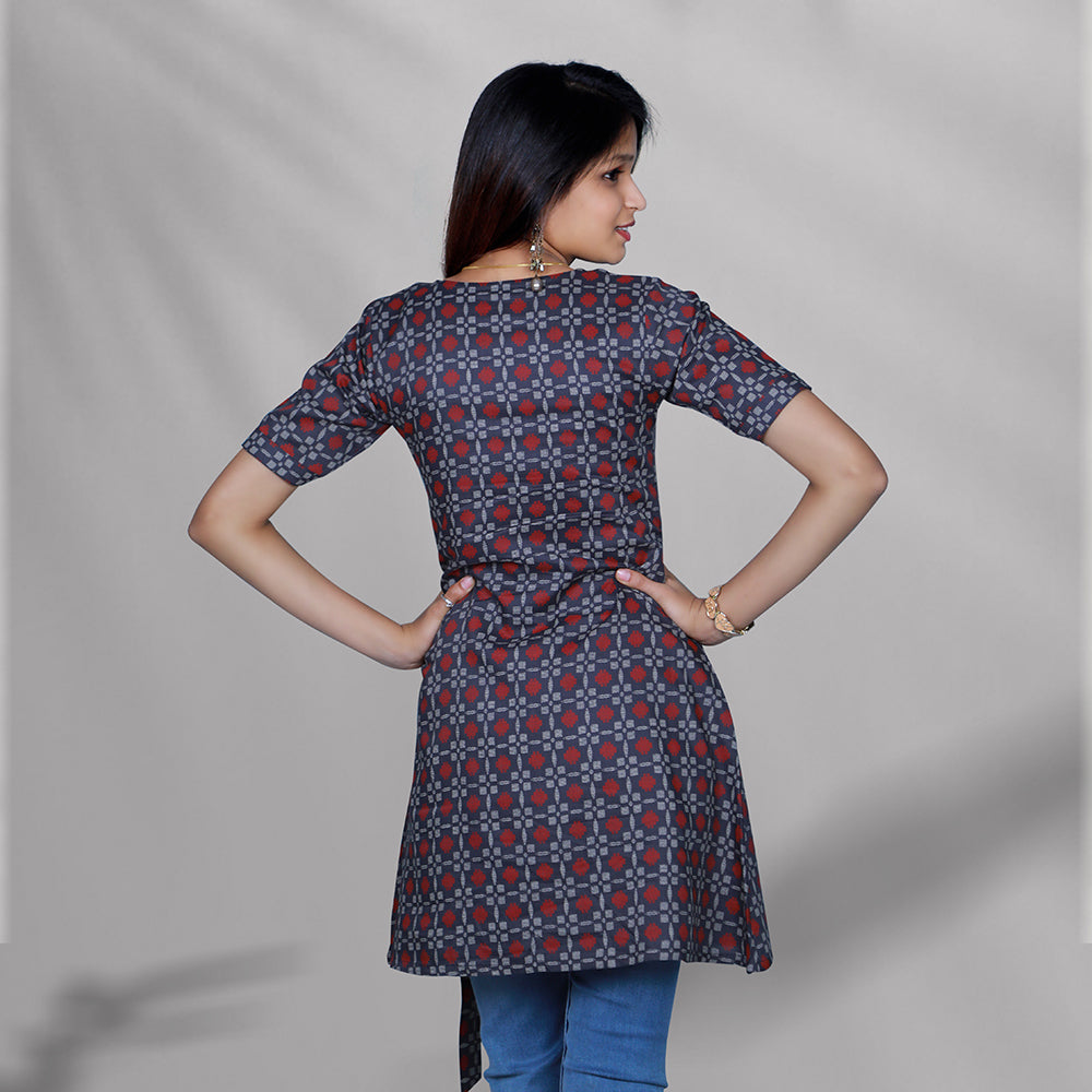 Ash printed short kurti