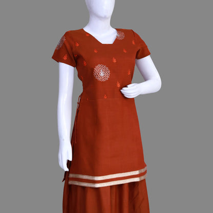 Maroon Thread work Sharara Suit | S3KL816