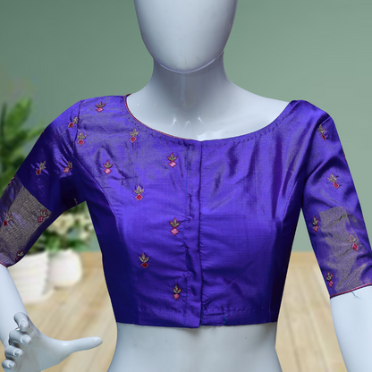 Stunning Azure Blue Blouse with Aari Embroidery