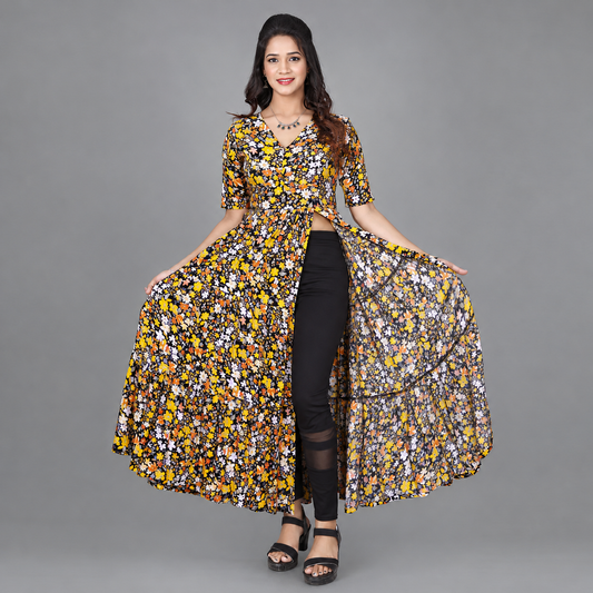 Yellow and orange Floral Print Maxi | S3G1016