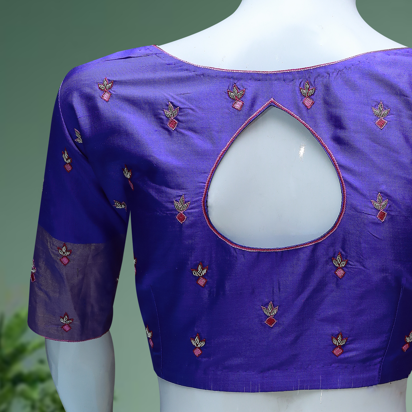 Stunning Azure Blue Blouse with Aari Embroidery