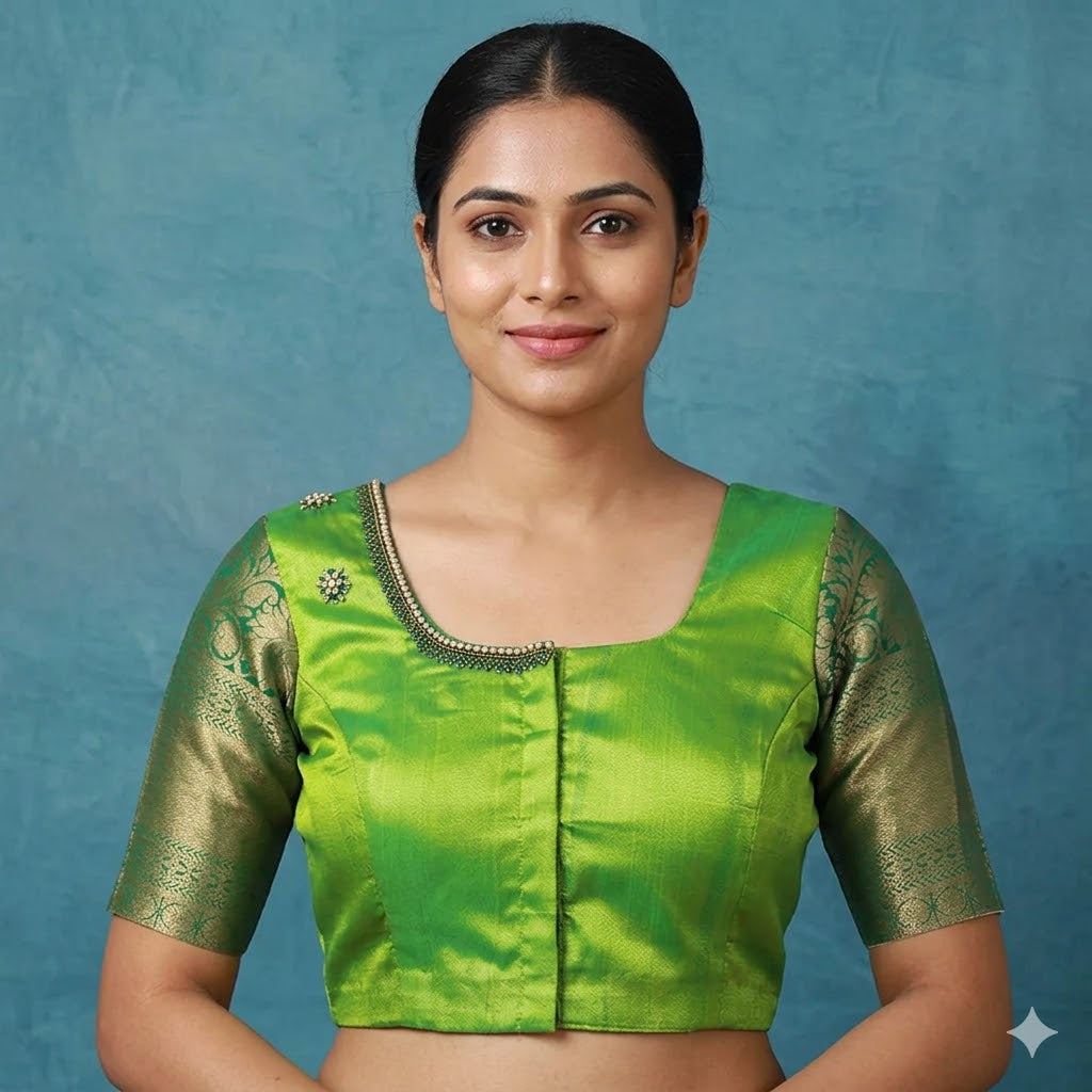 Jewel Neck Silk Blouse
