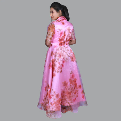 Organza Blazer Collar Neck Gown | S3G1130