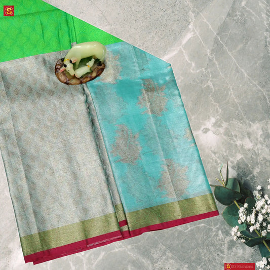 Green Handloom Pattu Saree With Red Border | Red Border