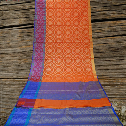 Orange and Blue Kota Silk Saree || Silk Saree