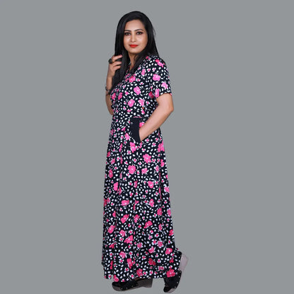 Black and pink Floral Print one piece
