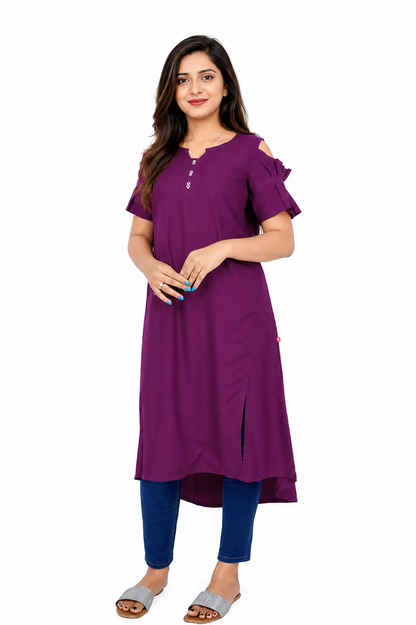 Women’s Self Design High-Low Kurta – Contemporary Ethnic Elegance | S3K276