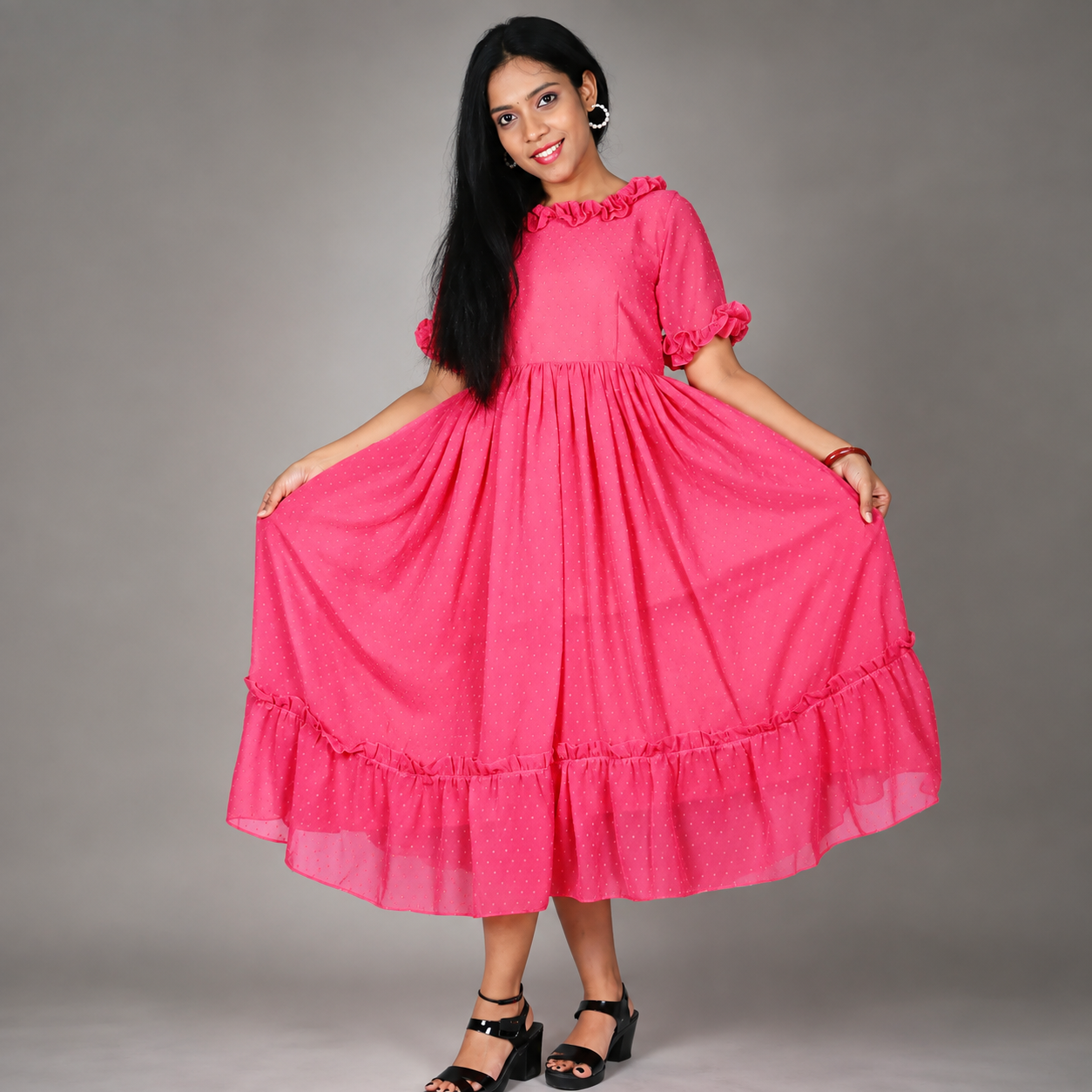 Pink Butta Georgette Gown | S3G1220