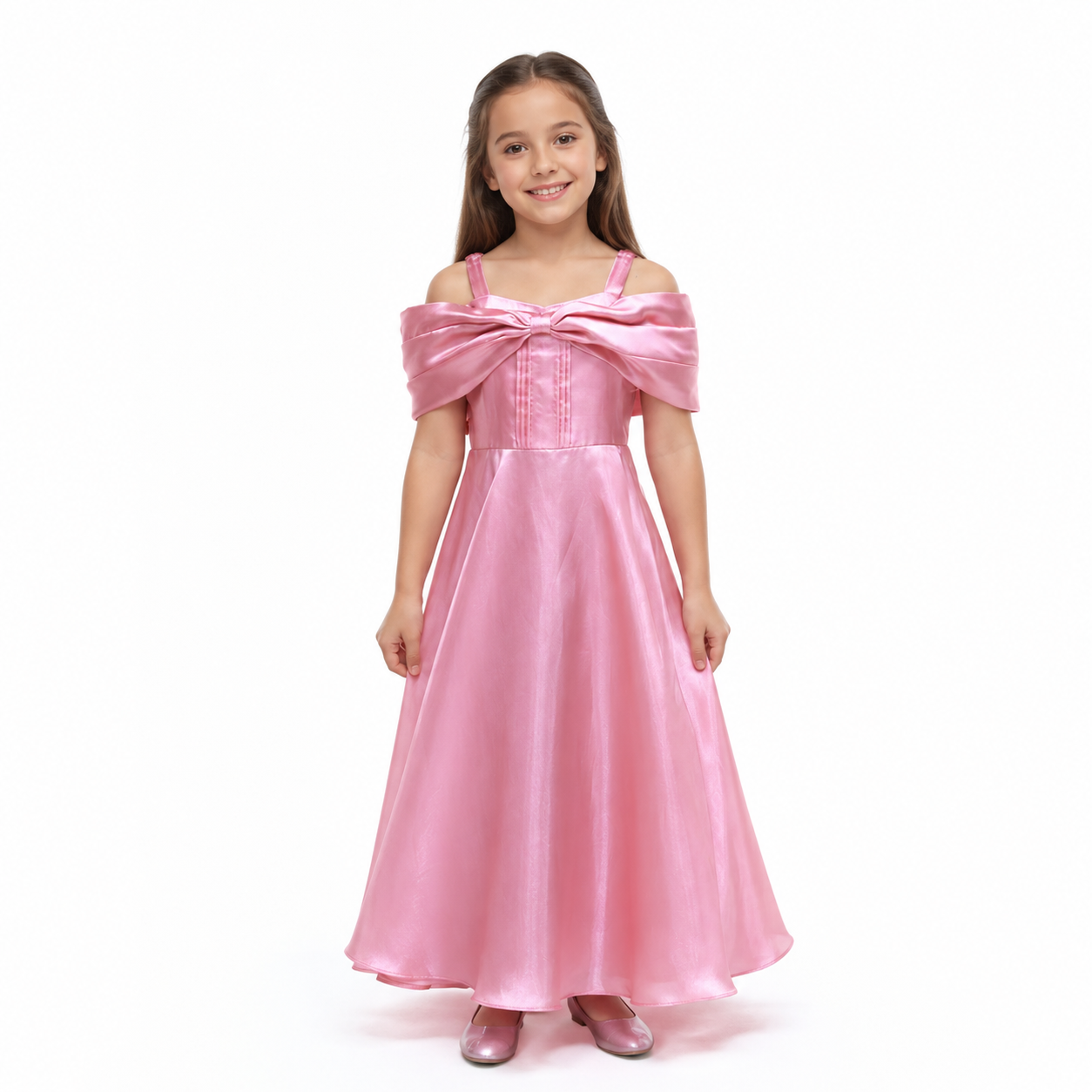 pink satin gown