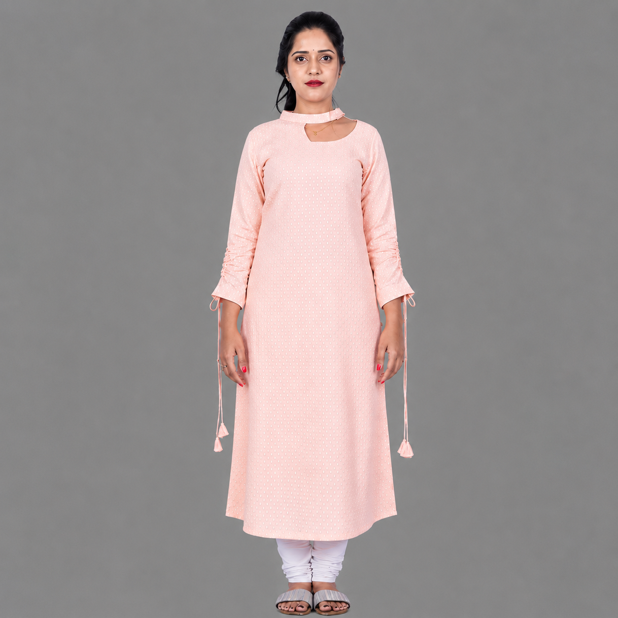 Women Printed A-line Kurta (Baby pink)|S3K131