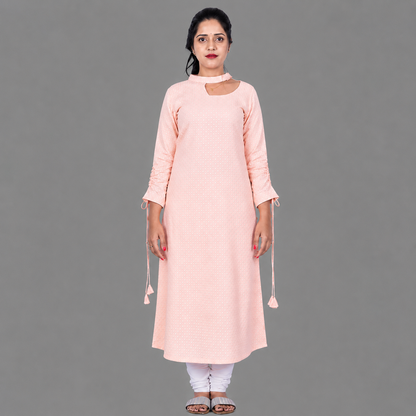 Women Printed A-line Kurta (Baby pink)|S3K131