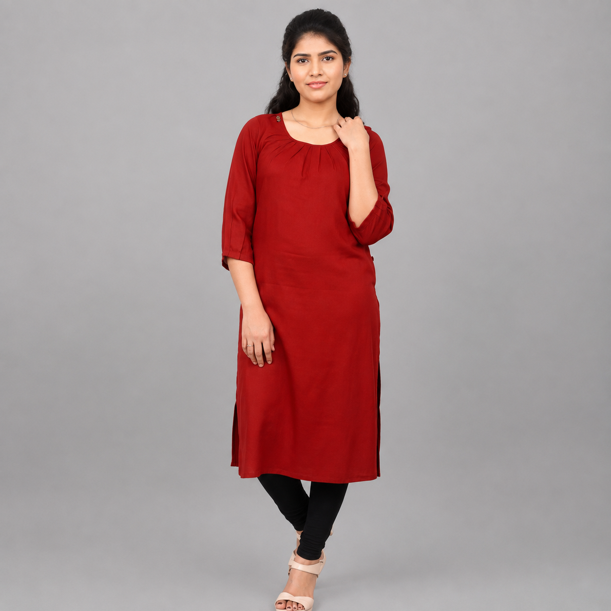 Solid Plain Straight Kurtas for Women – Elegant & Minimal | S3X189