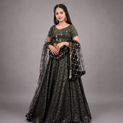 Black Sequence Lehenga | S3BLS195