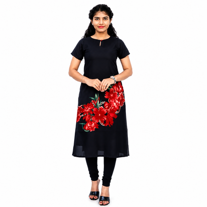 Women Printed black Kurta | S3K390