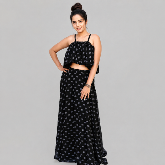Printed Stitched Skirt & Crop Top | S3TS808