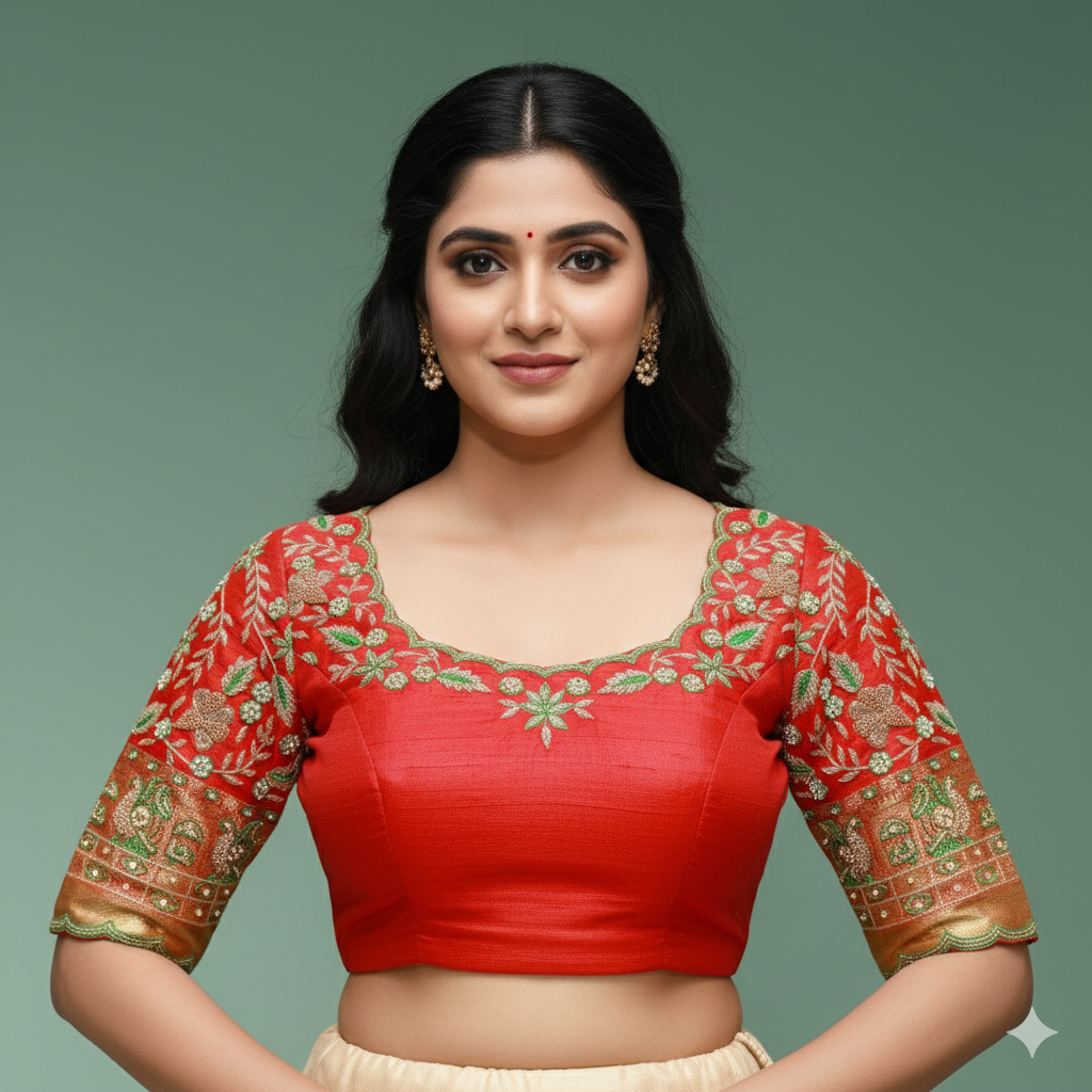 Red Maggam work Blouse